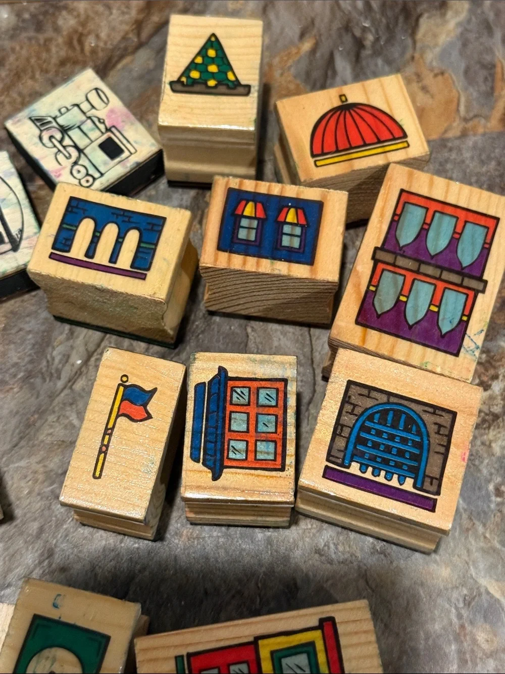 Shure Artful Architecture Wooden Stamp Set - total of 28 stamps.